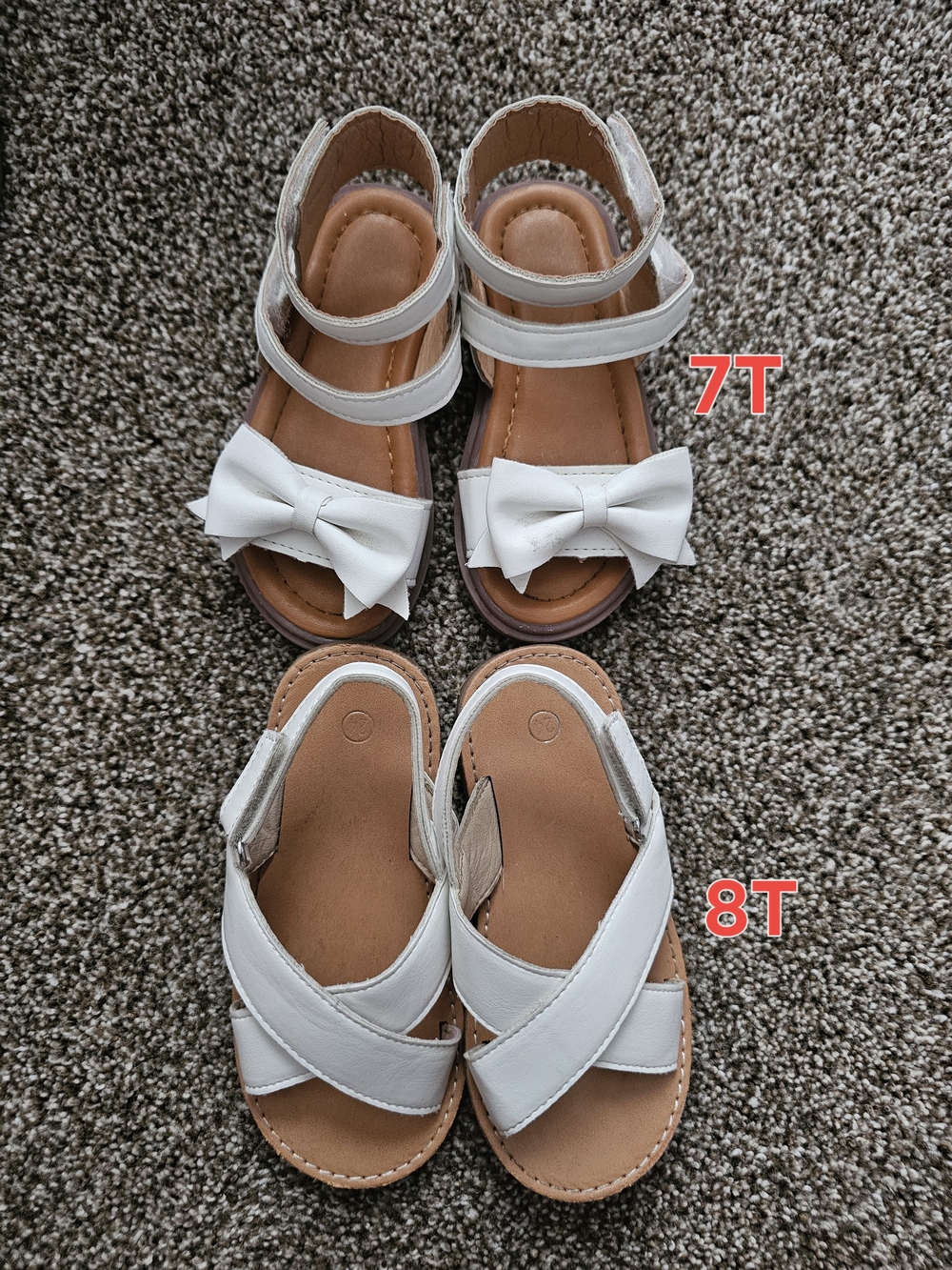 Kids White Bow & White Crisscross Sandals - Set of 2